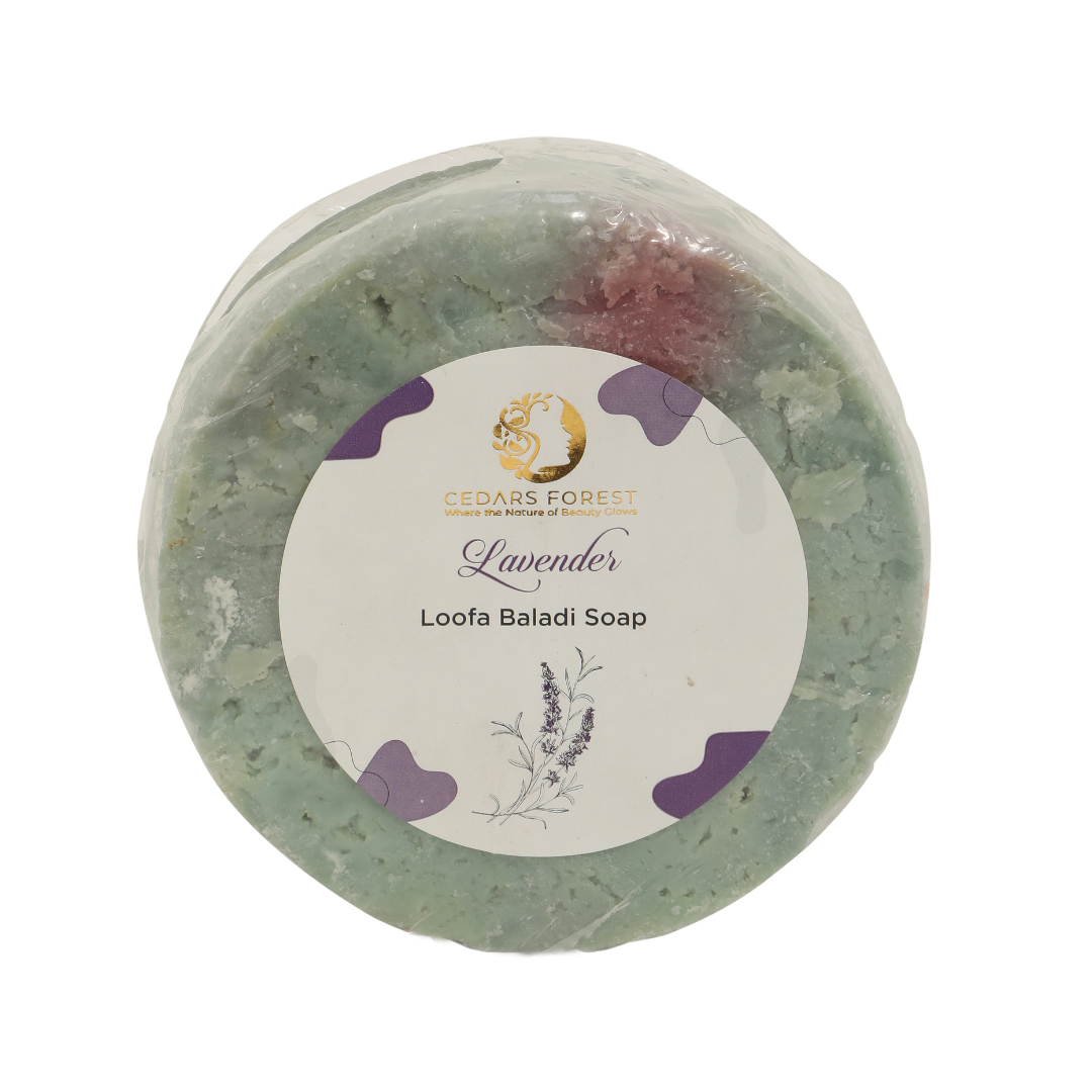 Indulge your senses with the delightful aroma of the Lavender Loofa Baladi Soap! Featuring all-natural lavender scents and an exfoliating loofa to leave you feeling refreshed and invigorated. Pamper yourself with this delightful soap for a fresh and uplifting spa experience!